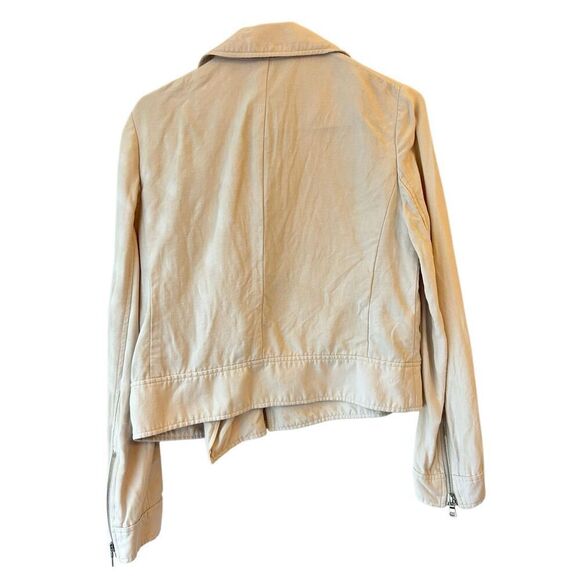 Ann Taylor Linen Moto Jacket Dusty Pink sz S girly rock - Picture 2 of 11